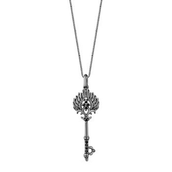 Enchanted Disney Fine Jewelry Villains Womens Diamond Accent Genuine Black Diamond Sterling Silver Keys Maleficent Pendant Necklace