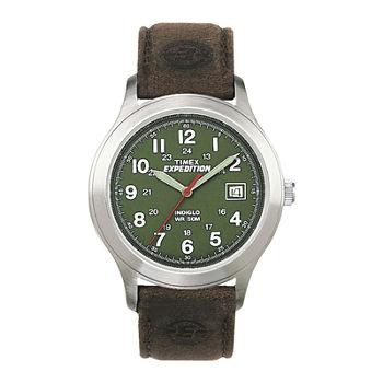 Timex® Expedition® Field Metal Mens Brown Leather Strap Watch T400519J