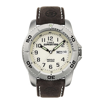 Timex® Expedition® Elevated Mens Brown Leather Strap Watch T466819J