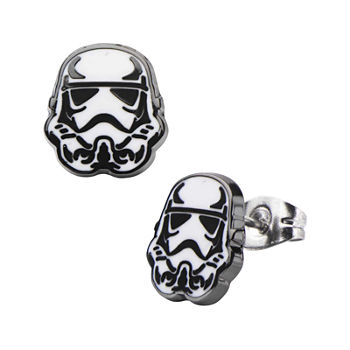 Star Wars® Stainless Steel and Enamel Stormtrooper Stud Earrings