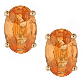 LIMITED QUANTITIES! Oval Orange 14K Gold Stud Earrings