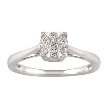 Womens 1/4 CT. T.W. Genuine White Diamond 10K White Gold Solitaire Engagement Ring