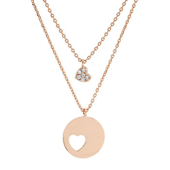 Sparkle Allure You & Me Mother And Daughter 2-pc. Cubic Zirconia 18K Rose Gold Over Brass 16 Inch Link Necklace Set