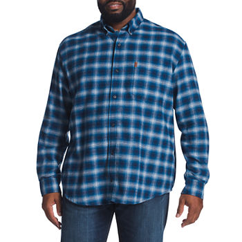 Chaps Flannel Big and Tall Mens Regular Fit Long Sleeve Plaid Button-Down Shirt