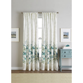 CHF Watercolor Floral Light-Filtering Rod Pocket Curtain Panel