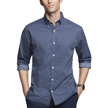 Van Heusen Long Sleeve Essential Stain Shield Mens Slim Fit Long Sleeve Geometric Button-Down Shirt