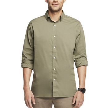 Van Heusen Long Sleeve Essential Stain Shield Mens Slim Fit Long Sleeve Button-Down Shirt