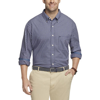 IZOD Big and Tall Classic Mens Long Sleeve Plaid Button-Down Shirt