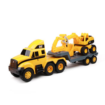 Funrise Inc. Cat Heavy Movers Flatbed Truck With Excavator