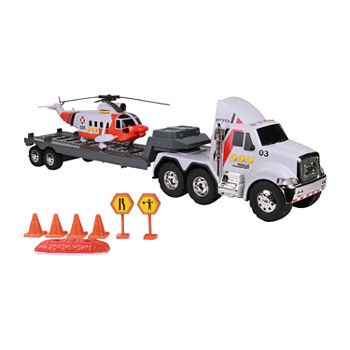 Funrise Inc. Mighty Fleet Titans Flatbed Truck With Helicopter