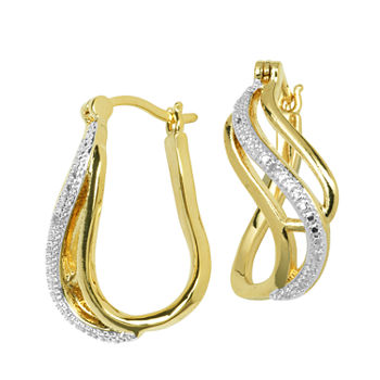 Sparkle Allure Diamond Accent 18K Gold Over Brass Hoop Earrings