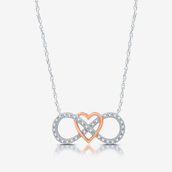 Limited Time Special! Womens 1/10 CT. T.W. Genuine Diamond 14K Rose Gold Over Silver Heart Infinity Pendant Necklace