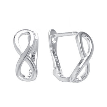 Silver Treasures Sterling Silver Infinity Leverback Hoop Earrings