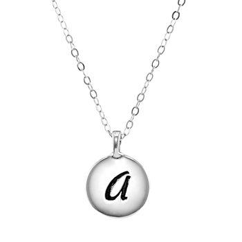 Personalized Sterling Silver Engraved Initial Disc Pendant Necklace