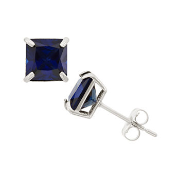 Lab Created Blue Sapphire 10K Gold 6mm Stud Earrings