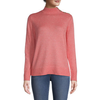 St. John's Bay Womens Mock Neck Long Sleeve Pullover Sweater