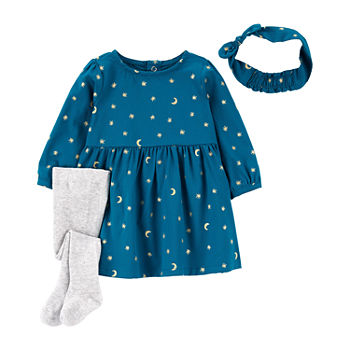 Carter's Baby Girls Long Sleeve Fitted Sleeve 3-pc. Dress Set