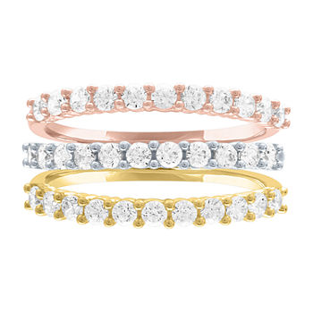 Womens 1 CT. T.W. Genuine White Diamond 10K Tri-Color Gold Ring Sets