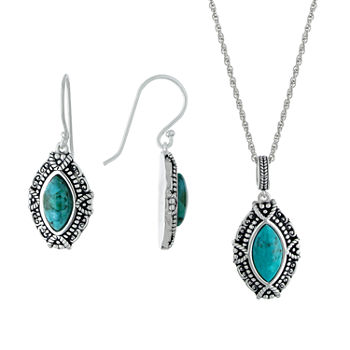 Enhanced Blue Turquoise Sterling Silver 3-pc. Jewelry Set