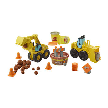 Play Doh Wheels Excavator And Loader Toy Construction Trucks With Non-Toxic Sand Buildin' Compound Plus 2 Additional Colors