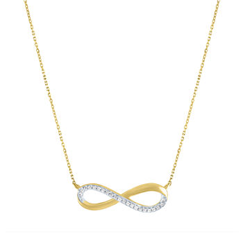 Womens Diamond Accent Genuine White Diamond 10K Gold Infinity Pendant Necklace