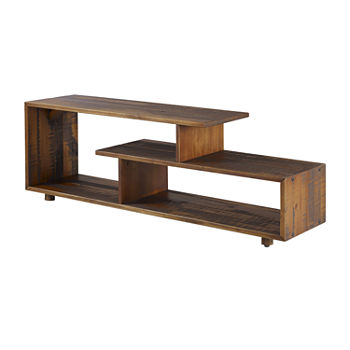 60-Inch Asymmetric Modern Solid Wood TV Stand
