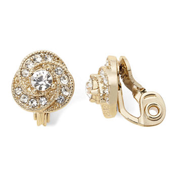 Monet® Gold-Tone Crystal Button Clip-On Earrings