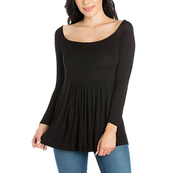 24/7 Comfort Apparel Womens Round Neck 3/4 Sleeve Tunic Top