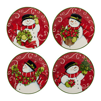 Certified International Holiday Magic Snowman 4-pc. Canape Plate