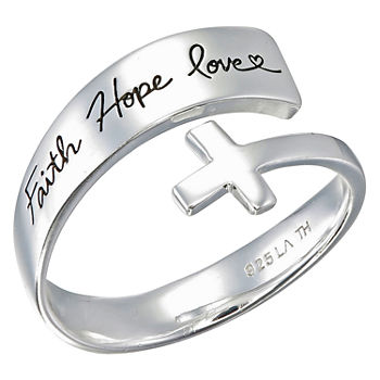 Footnotes Friend Faith Hope Love Sterling Silver Cross Band
