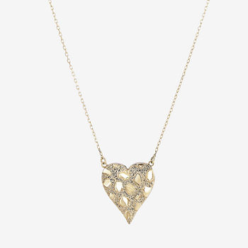 Womens 10K Gold Heart Pendant Necklace