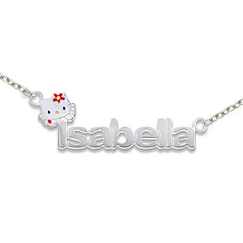 Hello Kitty® Personalized Girls Sterling Silver and Enamel Name Necklace