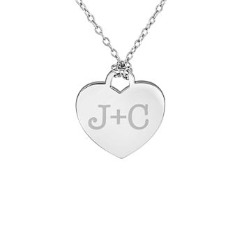 Personalized Sterling Silver Couple's Initial Heart Pendant Necklace