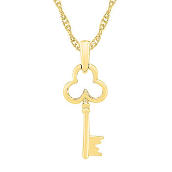 Womens 10K Gold Keys Pendant Necklace