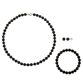 Genuine Black Agate Sterling Silver 3-pc. Jewelry Set