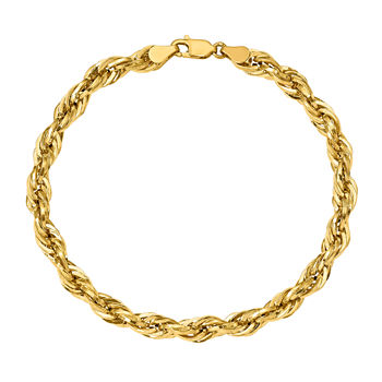 14K Gold 8 Inch Hollow Rope Chain Bracelet
