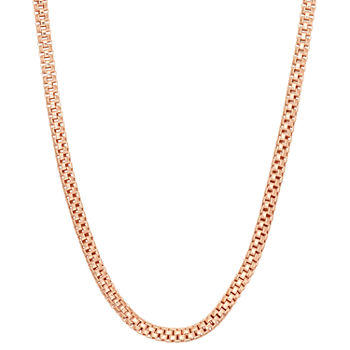 14K Rose Gold Over Silver Solid Link Chain Necklace