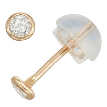 1/10 CT. T.W. Genuine White Diamond 14K Gold 3.7mm Stud Earrings