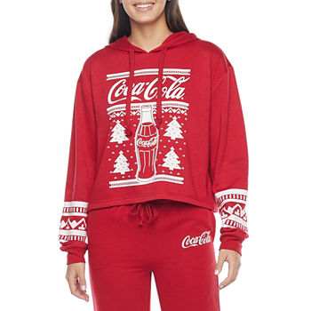 Juniors Womens Long Sleeve Coca Cola Hoodie