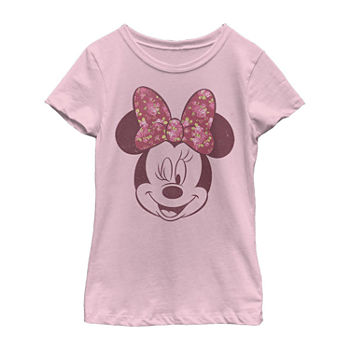 Disney Little & Big Girls Crew Neck Minnie Mouse Short Sleeve Graphic T-Shirt