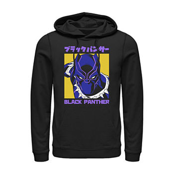 Mens Hooded Long Sleeve Classic Fit Black Panther Marvel Graphic T-Shirt