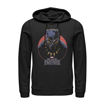 Mens Hooded Long Sleeve Classic Fit Black Panther Marvel Graphic T-Shirt