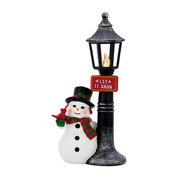 Lighted Vintage Lampost Snowman Christmas Tabletop Decor
