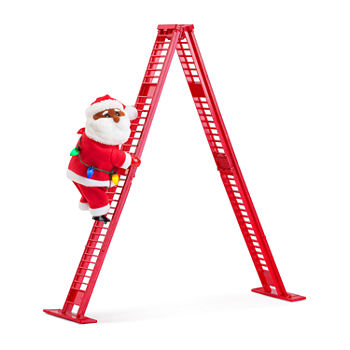 Super Climbing African American Santa Animated Christmas Tabletop Decor