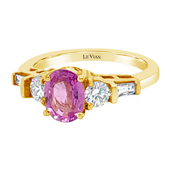 LIMITED QUANTITIES! Le Vian Grand Sample Sale™ Ring featuring Bubble Gum Pink Sapphire™ Vanilla Diamonds® set in 14K Honey Gold™