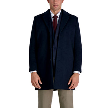 Haggar Mid-Length Single Breasted Brushed Twill Mens Lightweight Topcoat