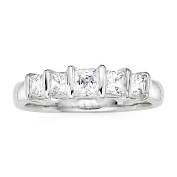1 CT. T.W. Diamond 10K White Gold Princess 5-Stone Ring