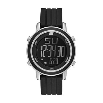 Skechers® Womens Black Silicone Strap Digital Chronograph Watch