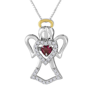 Love in Motion™ Lab-Created Ruby and Lab-Created White Sapphire Angel Pendant Necklace