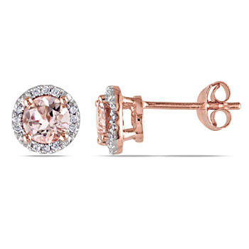 Pink Morganite & Diamond-Accent Stud Earrings